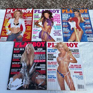 Lot 5 Playboy Magazine Feb Mar Apr May July 2003 Centerfolds WWE Torrie Wilson